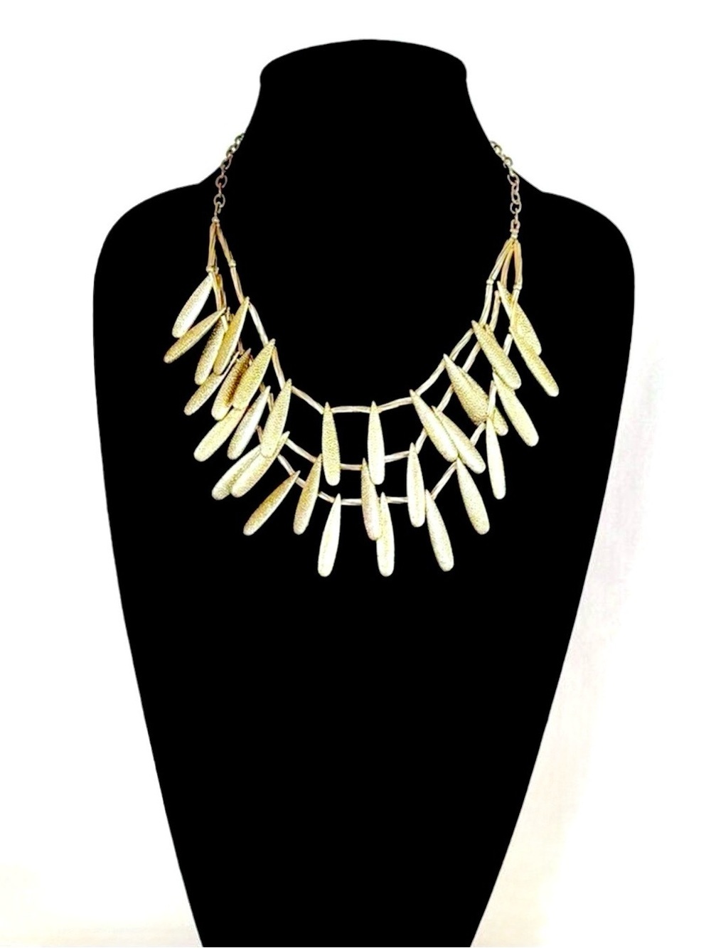 Talbots Gold Leaf Layered Statement Necklace